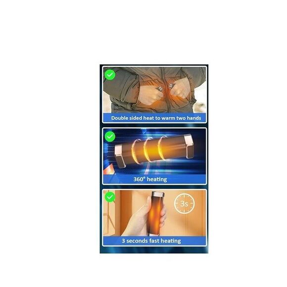 Rechargeable Hand Warmer with Portable Charger Black 3 Heating Levels - Picture 4 of 8